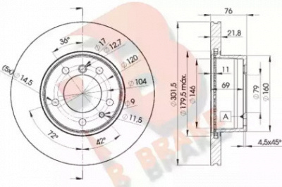 R BRAKE 78rbd18040 -  Тормозной диск